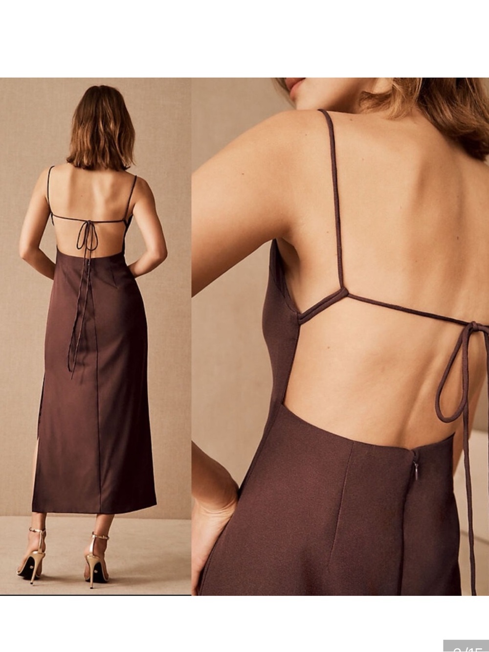 BHLDN Gavin Dress size 4 brown rust orange open back - Picture 2 of 10